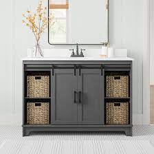 Oct 21, 2017 · i love the modern style of this vanity and mirror set. Sand Stable Braylen Sliding Barn Door 49 Single Bathroom Vanity Set Reviews Wayfair
