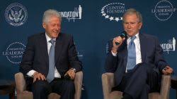 Bill Clinton, George W. Bush laugh and ...