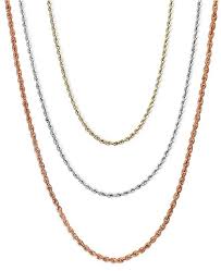 18 30 Rope Chain Necklaces In 14k Gold White Gold Or Rose Gold