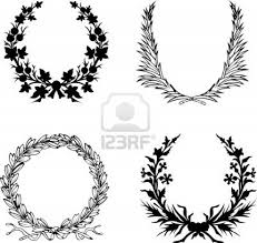 Black And White Wreath Graphic Set Of Four Black And White Laurel Wreath Laurel Wreath Laurel Tattoo Wreath Drawing