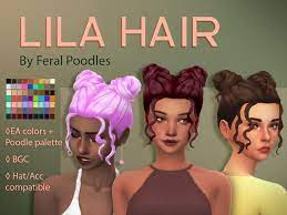 The Sims Resource Lila Hair Retextured By Feralpoodles Sims 4 Hairs Sims Hair Sims 4 Curly Hair Curly Hair Styles