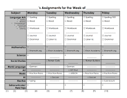 Homeschool Assignment Chart Domesticity At Its Finest