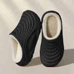 *'s Home Slippers, Plush-Lined Thickened Slippers with Large Size EVA Soft  Back Strap, Solid Color Casual Curved Design, Thick-Soled Soft *'s Shoes,  ...