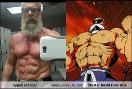Master roshi's exact age is unknown, but he is around 300 years during dragon ball. Ripped Old Man Totally Looks Like Master Roshi From Dbz Totally Looks Like