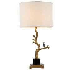Contemporary Simple Table Lamp Branch Bird Shape Table Lamp Copper Marble Fixture Fabric Shade Desk Lamp Table Lamp Lamp Contemporary Table Lamps