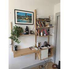 I've been hoping to work part of the day standing up, but finding the room has been tough. Ikea Svalnas Bamboo Wall Mounted Desk Aptdeco Ikea Wall Desk Ikea Small Desk Ikea Svalnas