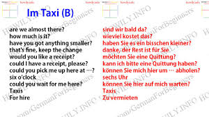 Im Taxi Deutsche Worter Sprachen Lernen