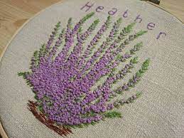 Embroidery Heather Personalized Floral Decor Botanical Wall Etsy Scottish Gifts Botanical Wall Art Lavender Decor