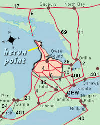 From mapcarta, the open map. Grey Bruce Map Heron Point Seasonal Camping Cottage Rentals