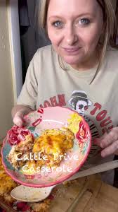 Cattle Drive Casserole! This is how I made it: I browned a pound of ground  beef with a diced onion. Remove any excess grease. Add 14.5 ounces diced  tomatoes, 1 packet of taco seasoning, 1/2 cup water. ...