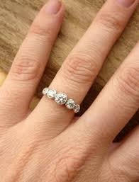 5 Stone Bezel Set Diamond Band Etsy Bezel Set Diamond Band Bezel Set Diamond Mixed Metal Engagement Rings