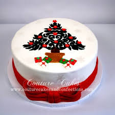 Couture Cakes Confections Hand Painted Christmas Tree Cake Cake Decorated With Fruit Christmas Cake Christmas Tree Cake