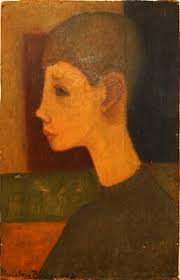 Ritratto espressionista del 1962. Blanca Leon Borda. Olio su tavola. cm 56  x 36.