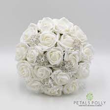 Shop.alwaysreview.com has been visited by 1m+ users in the past month White Rose Bridesmaids Posy With Brooches Pearl Stems Crystal Stems