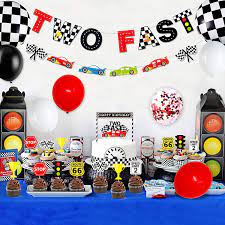 We considered a few popular themes like a space theme (two the moon), a jungle party (two wild), and an ice cream theme (two. Buy Race Car Two Fast Party Decorations Supplies Racing Theme 2nd Birthday Party Banner Race Car Second Birthday Cake Topper Checkered Flags Balloons For Let S Go Racing Theme Sports Event Party Supplies