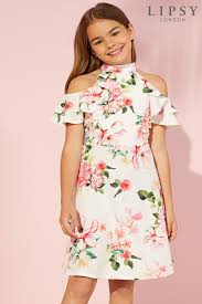 Girls Lipsy Girl Cold Shoulder Frill Dress White Vestido Menina Vestidos Moda Para Meninas