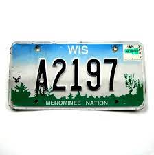 Menominee Nation Wisconsin State Authentic License Plate Wisconsin State National Wisconsin