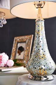 5 out of 5 stars. White Silver Mosaic Accent Lamp Decor Handcrafted Lamp Studio Decor