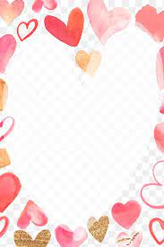 Valentine S Day Frame Png With Watercolor Hearts Free Image By Rawpixel Com Namcha In 2021 Watercolor Heart Valentine Background Valentines