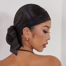 ZYM Fascia per capelli in pizzo di raso nero Donna Accessori per danza  latina Fascia con lacci Rumba Cha Cha Samba Abiti da ballo Ornamento  DNV20600