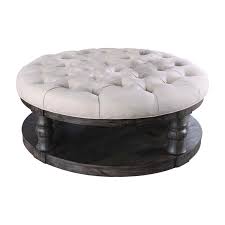 Stuffed with foam, the linen upholstery of this round ottoman coffee table is button tufted. Tanenbaum Transitional Round Ottoman Coffee Table Antique Gray Walmart Com Walmart Com
