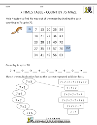 Counting Worksheets 7 Times Table Count By 7s Maze Times Tables Maze Worksheet 2 Times Table