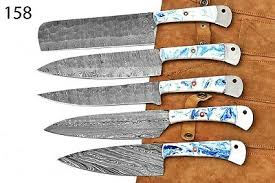 This steel has a high resistance to wear and corrosion. Custom Handmade Hand Forged Damascus Steel Chef Knife Set Kitchen Knives 158 Ebay