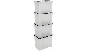 Buy Argos Home 70 Lt Plastic Storage Box With Flip Lid Set Of 4 Plastic Storage Boxes Argos Plastic Box Storage Plastic Storage Storage Boxes