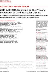2019 Acc Aha Guideline On The Primary Prevention Of Cardiovascular Disease A Report Of The American College Of Cardiology American Heart Association Task Force On Clinical Practice Guidelines Circulation