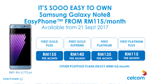 Precios descripción características promociones videos opiniones. Samsung Galaxy Note8 Now Available In Xpax Easyphone Celcom First Plan From Rm115 Technave
