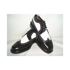 Black And White Wingtip Shoes Mens Brentano Shoes Black White Wingtip 1920 1930 1940 Vintage Style Two Tone Brogue Spectator Shoes With Thick Soles Spectator Shoes Black Shoes Dress Shoes Men