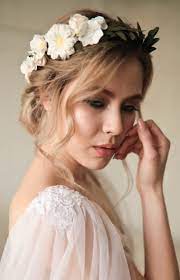 White Bridal Flower Crown Greenery Floral Crown Woodland Hair Etsy In 2021 Rustic Wedding Hairstyles Wedding Hair Flower Crown White Bridal Flowers