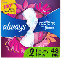 Always Radiant Pads with Wings - Heavy Flow Size 2