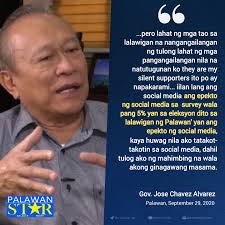 palstarTalk 5% lang umano ang epekto ng social media sa eleksyon sa  Palawan, Ayon kay Gov. Alvarez, anong say mo? Bumwelta si Palawan Governor  Jose Chavez Alvarez sa mga kritiko nito sa