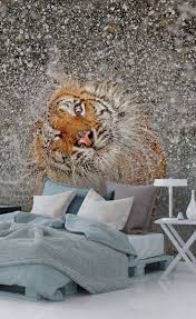 Create The Ultimate Feature Wall With This Striking Tiger Wallpaper Prices Shown Are Per Square Foot Fin Tiger Wallpaper Mural Wallpaper Painting Inspiration