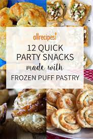 12 Quick And Easy Puff Pastry Appetizers Puff Pastry Recipes Savory Snacks Quick Party Snacks