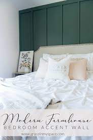 Having a green accent wall when the all white and if you're looking for more master bedroom inspiration, see how i've decorated it through the seasons! Modern Farmhouse Bedroom Accent Wall Master Bedroom Makeover Grace In My Space