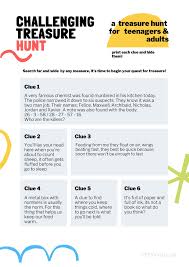 Enjoy solving short and easy riddles with . Challenging Treasure Hunt For Adults Lifestyle Freya Wilcox