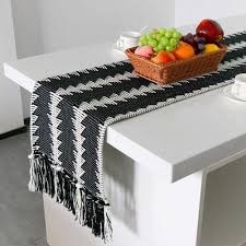 We provide black fabric bolt, chair sashes, centrepieces, crockery, favour bags, ribbons and other decoration items in this amazing color! Buy Keriqi Fringe Table Runner Black And White Woven Boho Table Runner With Tassels Farmhouse Cedar Design Braided Table Linens For Table Decor Home Coffee Dining Wedding Party 14 X 74 Inch