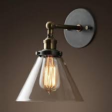 Fuloon Creatif Retro Industriel Applique Lampe Murale Abat Jour De Parapluie En Verre Style Vintage Camp Lamparas De Pared Luces En Escaleras Apliques De Pared