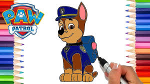 We paint his uniform in dark blue, paint the dog itself in brown. How To Draw Paw Patrol Chase Coloring Pages For Kids Learn To Draw Youtube