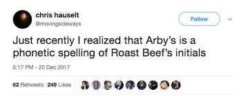 If you are concerned about people identifying the smell of human flesh you will want to find a. Arby S Name Is Not From Roast Beef Sandwich