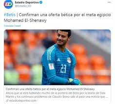وقع محمد الشناوي حارس مرمى الاهلي المصري في خطأ فادح خلال مباراة فريقه أمام بيراميدز بالجولة 27 من مسابقة الدوري المصري الممتاز والتي تسببت في فقدان فريقه لنقطتين ثمينتين رغم انه كان متقدما. Ù‡Ù„ Ø·Ù„Ø¨ Ø±ÙŠØ§Ù„ Ø¨ÙŠØªÙŠØ³ Ø¶Ù… Ù…Ø­Ù…Ø¯ Ø§Ù„Ø´Ù†Ø§ÙˆÙŠ Ù…Ù† Ø§Ù„Ø£Ù‡Ù„ÙŠ Ø¨Ø·ÙˆÙ„Ø§Øª