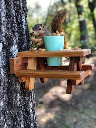 Squirrel Picnic Table Squirrel Feeder Diy Squirrel Feeder Wood Bird Feeder