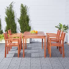 Malibu Outdoor 5 Piece Wood Patio Dining Set With Stacking Chairs Walmart Com In 2020 Patio Dining Set Outdoor Dining Outdoor Stacking Chairs