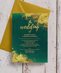 Personalised Emerald Green And Gold Wedding Invitation Rsvp With Envelopes Green Wedding Invitations Gold Wedding Invitations Green Gold Weddings