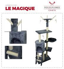 Poils Plumes Arbre A Chat Le Magique 50x35x138 Cm Gris Arbre A Chat Poils Arbre