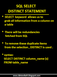 datadash com rdbms and sql statement select distinct column f sql data science statement