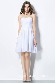 Simple Little White Chiffon Short A Line Cheap Bridesmaid Dress Straple Elegant Bridesmaid Dresses Knee Length Bridesmaid Dresses Bridesmaid Dresses Strapless