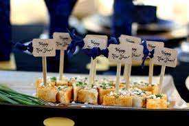 Don't forget the drink labels, stir sticks and party hats! Midnight Themed New Years Eve Dinner Party New Year S Eve Party Themes New Years Eve Dinner New Years Eve Food